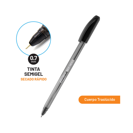[BP-1007-N] BOLIGRAFO SEMIGEL NEGRO - ULTRA SUAVE 0.7 MM UNIDAD