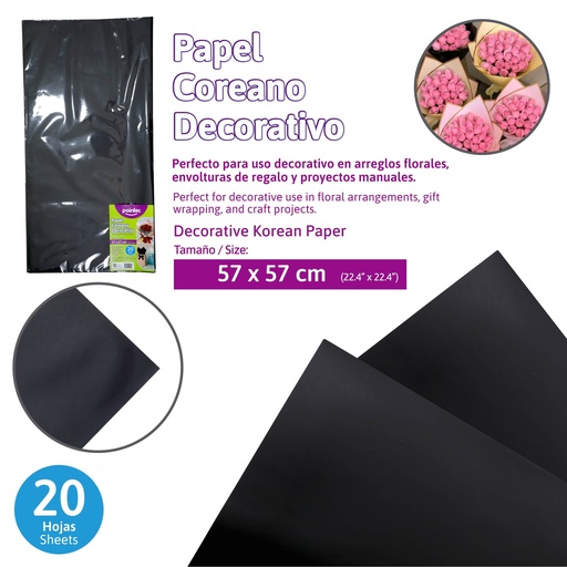 [HSP-A15-BK] PAPEL COREANO NEGRO 57x57 cm