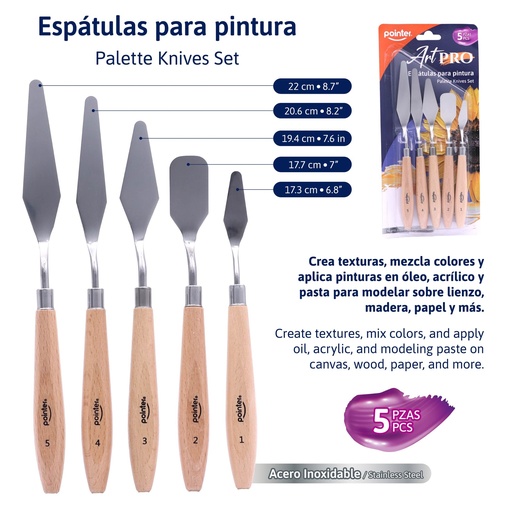 [AB-2543] SET DE ESPATULAS PARA PINTAR 5 PIEZAS