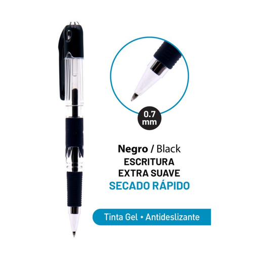 [GIP-1025-BK] BOLIGRAFO TINTA GEL NEGRO - ROLLER PEN 0.7MM