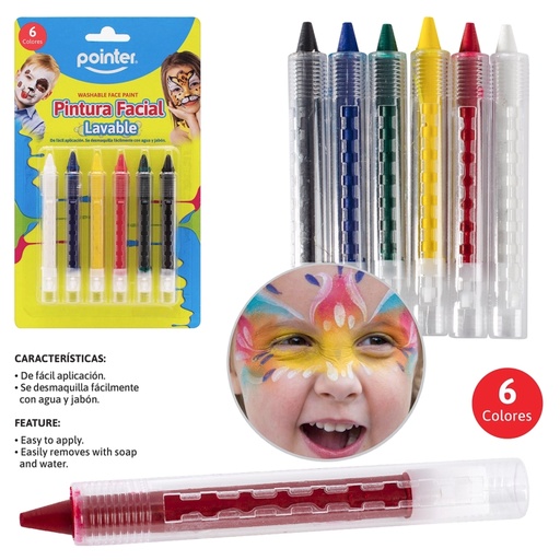 [FP-906] PINTA CARA INFANTIL x6 COLORES
