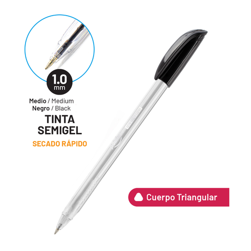 [BP-2010-N] BOLIGRAFO SEMI-GEL ULTRA INTENSO NEGRO 1.0 MM UNIDAD