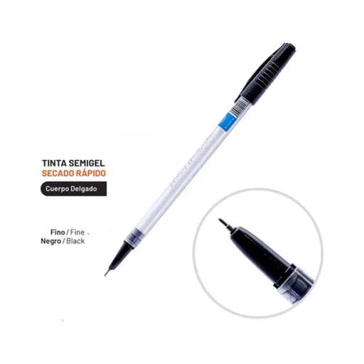 [BP-5007-N] BOLIGRAFO SEMIGEL ULTRA SUAVE NEGRO 0.7 MM UNIDAD