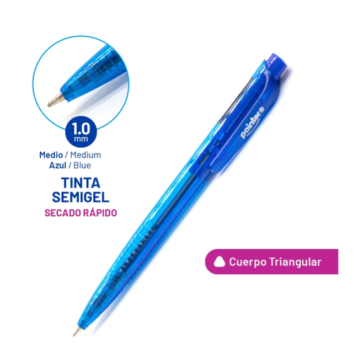 [BP-3010-A] BOLIGRAFO RETRACTIL AZUL ULTRA SUAVE 1.0MM UNIDAD