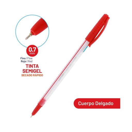 [BP-5007-R] BOLIGRAFO SEMIGEL ROJO ULTRA SUAVE 0.7MM UNIDAD 