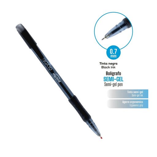 [BP-25115-BK] BOLIGRAFO SEMI GEL TINTA NEGRA 0.7MM UNIDAD