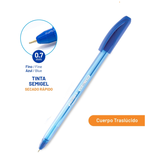[BP-1007-A] BOLIGRAFO SEMIGEL AZUL - ULTRA SUAVE 0.7MM UNIDAD