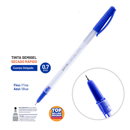 [BP-5007-A] BOLIGRAFO SEMIGEL AZUL ULTRA SUAVE 0.7MM UNIDAD