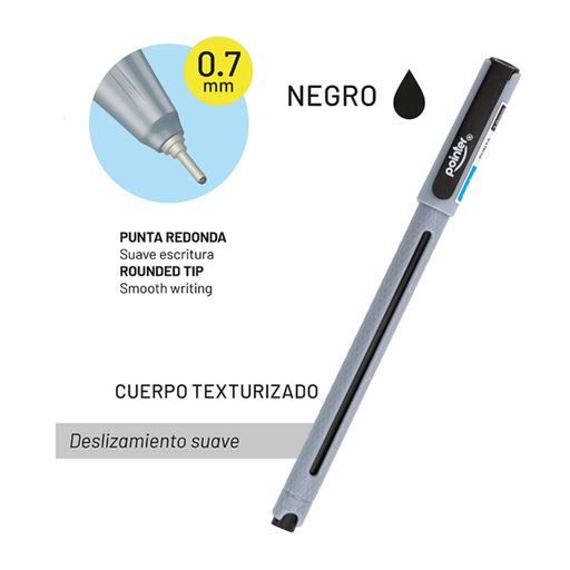 [BP-7007-N] BOLIGRAFO TINTA NEGRA 0.7MM - CUERPO TEXTURIZADO UNIDAD