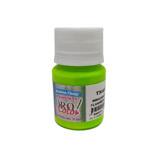 [TX407] PINTURA TEXTIL PREMIUM MANZANA NEON 30ML