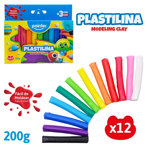 [PST-12200B] PLASTILINA x 12 COLORES
