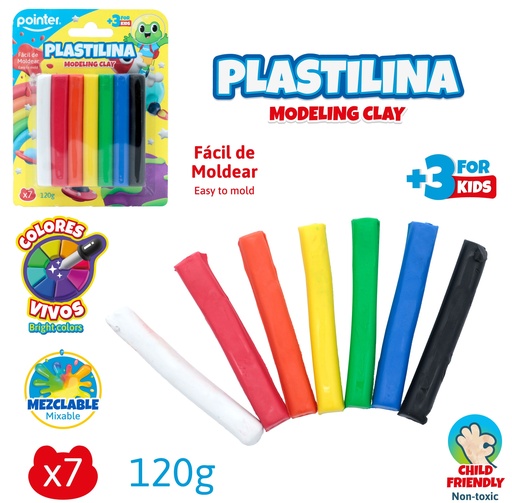 [PST-7120] PLASTILINA x 7 COLORES