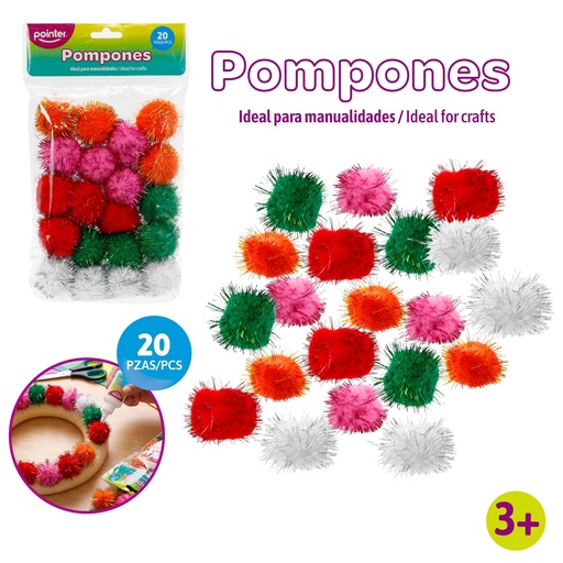 [ANC-1985] POMPONES DE COLORES PARA MANUALIDADES x 20 PIEZAS