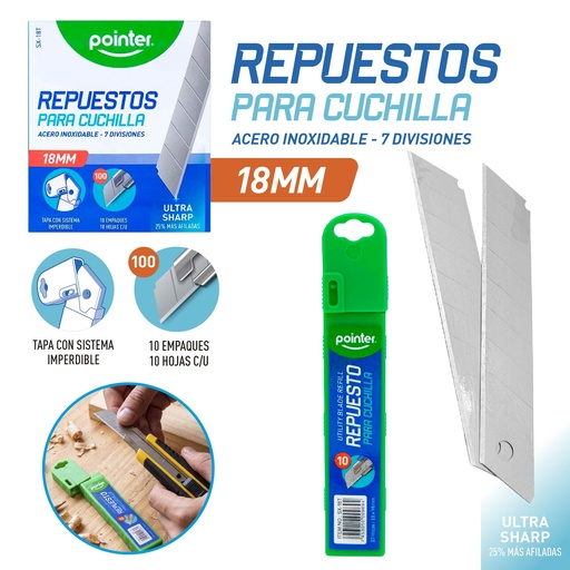 [SX-18T] REPUESTO PARA CUCHILLA 18 x 98MM x10UND