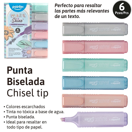 [HLG-2303] RESALTADORES ESCARCHADOS PUNTA BISELADA x6PZAS.
