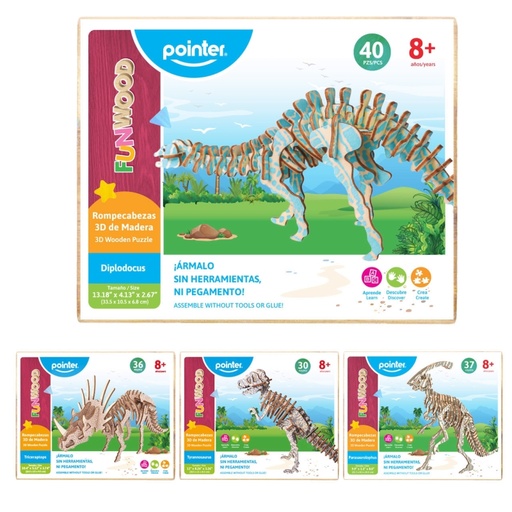 [PZZ-2103] ROMPECABEZA 3D DE MADERA (DINOSAURIOS)