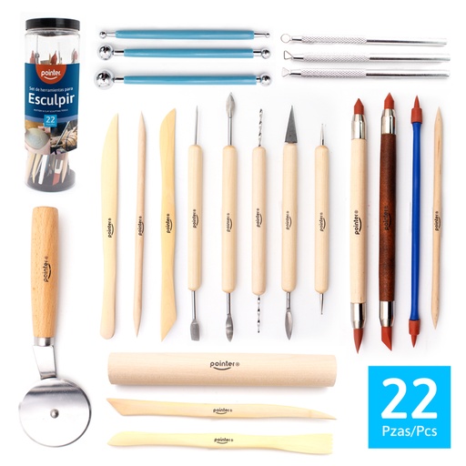 [PCS-2269] SET DE HERRRAMIENTAS PARA ESCULPIR x 22 PZAS.