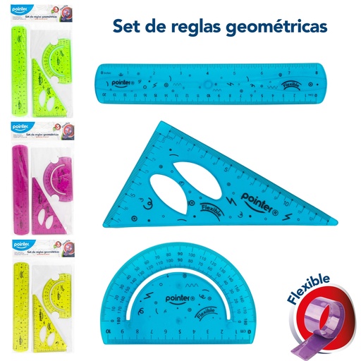 [RU-1920-F] SET DE REGLAS GEOMETRICAS FLEXIBLES x 3 PZAS.