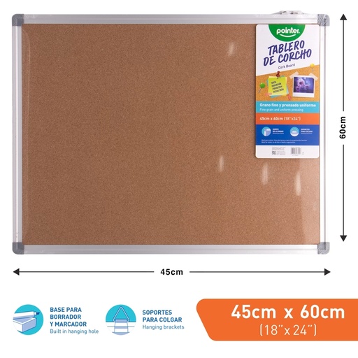 [CRB-45X60] TABLERO DE CORCHO - 45 x 60CM